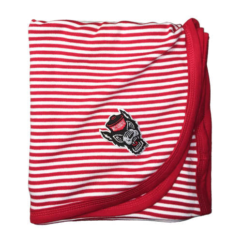 NC State Wolfpack Red and White Striped Wolfhead Baby Blanket – Red and White Shop