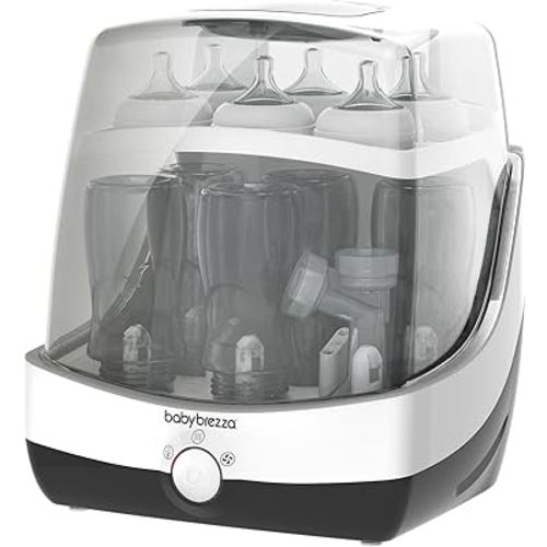 Baby Brezza 10 Minute Baby Bottle Sterilizer + Dryer - Superfast Electric Steam Sterilization – Universal Sterilizing for All Bottles: Plastic + Glass + Pacifiers + Breast Pump Parts