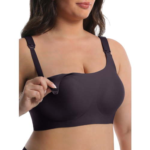 MINTREUS Nursing Bras for Breastfeeding Round Neck Full Coverage Maternity Bra Pregnancy Sleep Bralette with Extra Extender