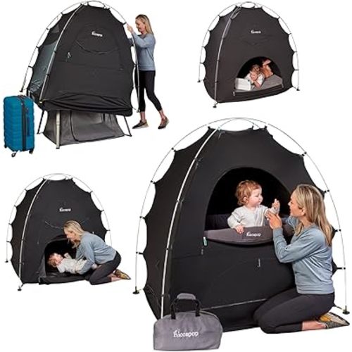 hiccapop Blackout Tent for Pack and Play, Portable Crib Tent, Sleep Pod for Kids, Pack and Play Blackout Cover, Pack and Play Tent, Black
