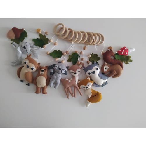 Woodland baby play gym toys/baby gym hanging toys/baby gym forest/baby shower gift/forest animals