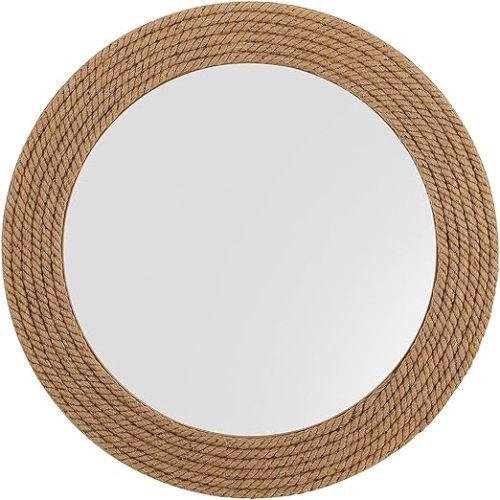 Nagina International Vintage Maritime Rope Accentuated Wall Decor Mirror | Plane Bathroom Mirror | Nautical Gifts & Decor