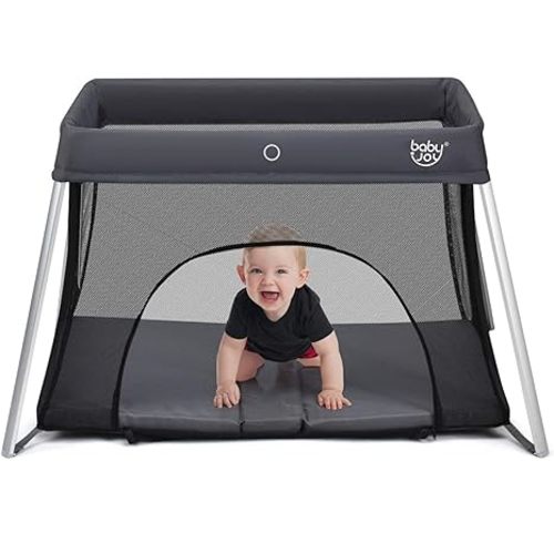 BABY JOY Foldable Travel Crib (Grey)