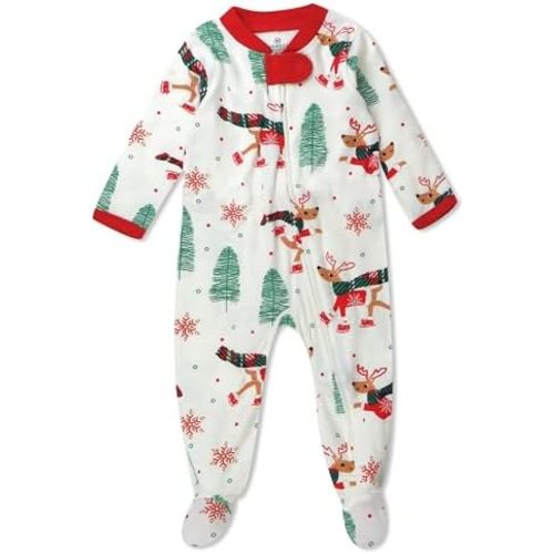 HonestBaby Baby Holiday Sleep & Play Footed One-Piece Pajama Sleeper 100% Organic Cotton