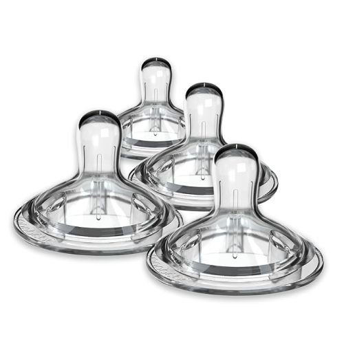 Nanobebe Nipples Baby Bottle Nipples, Silicone Nipple, Triple Vented, Ready to Use, 4 Pack, Slow Flow