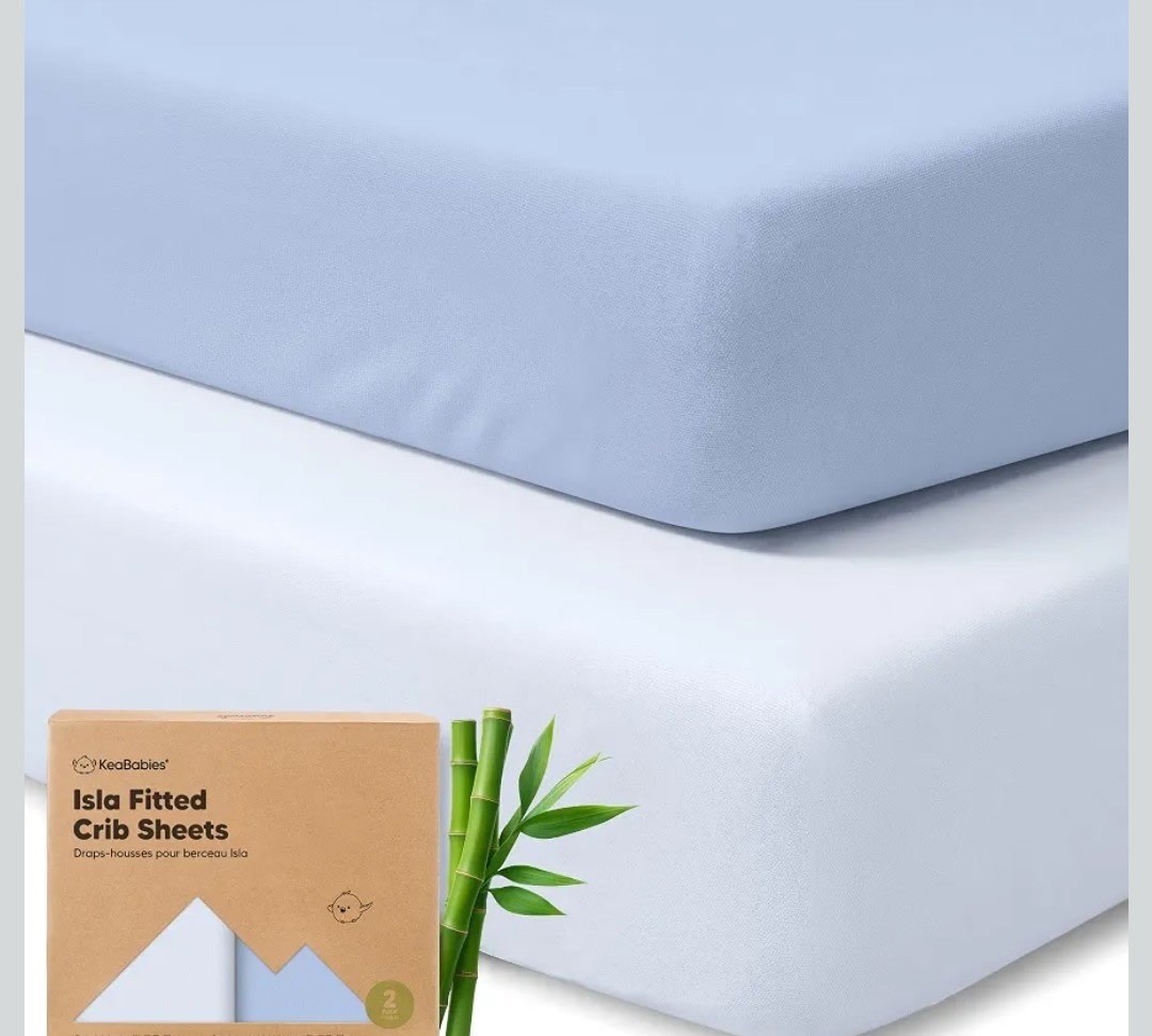 KeaBabies 2-Pack Baby Crib Sheets for Boys, Girls, 52x28 Fitted (Blue Flax)