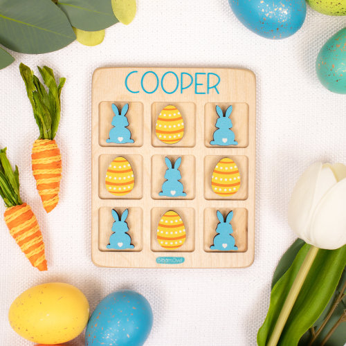 Easter Tic Tac Toe, Basket Fillers, Easter Gift for Kids, Basket Stuffers, Wooden Kids Game, Personalized Gift, Bunny, For Girls, For Boys