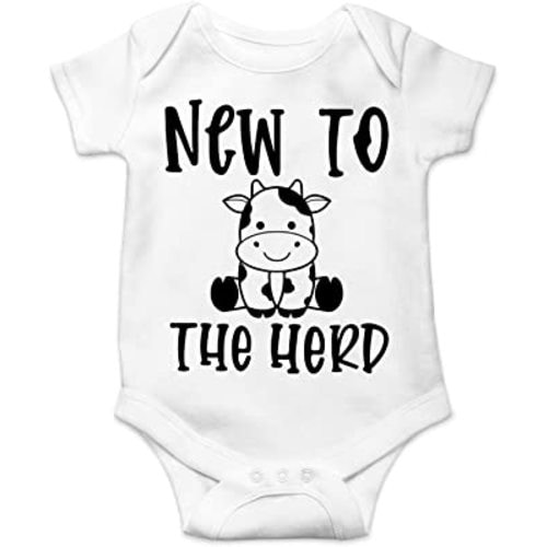 New To The Herd - Farm Funny Cow - Funny Cute Infant Creeper, One-Piece Baby Bodysuit