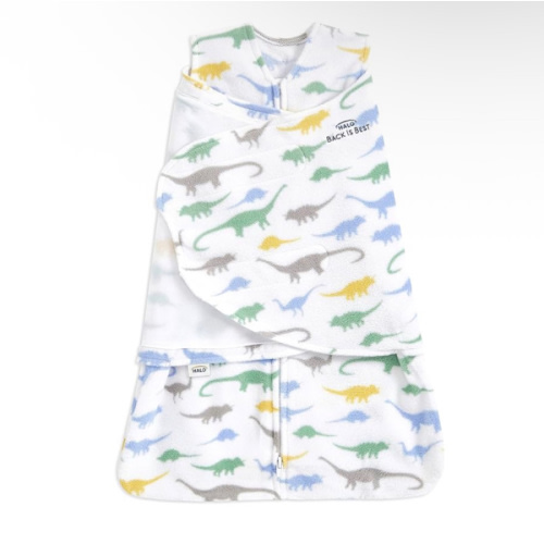 HALO Micro-Fleece Sleepsack Swaddle, 3-Way Adjustable Wearable Blanket, TOG 3.0, Dinos, Newborn, 0-3 Months