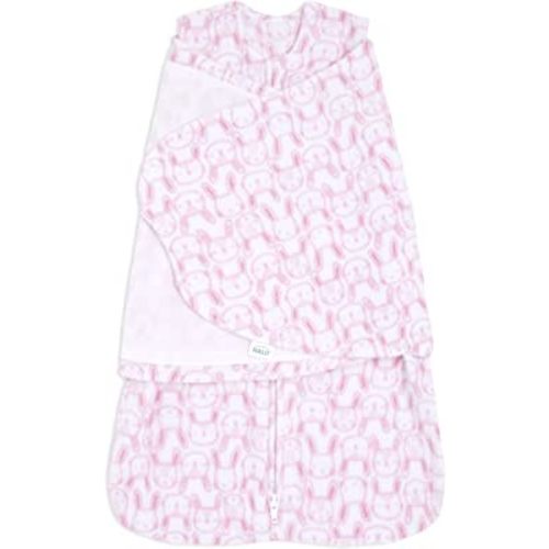 HALO Micro-Fleece Sleepsack Swaddle, 3-Way Adjustable Wearable Blanket, TOG 3.0, Bunny Faces, Newborn, 0-3 Months