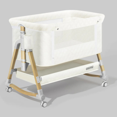 HARPPA Cuddly 3-in-1 Baby Bassinet Bedside Sleeper for Reflux | Attaches to Bed, Adjustable 5 Heights, Non-Toxic & CPSC Certified | Sturdy Aluminum Frame, Portable Wheels, Tool-Free Setup, Gentle Rocking | Perfect for Newborns, Infants, Small Spaces & Saf