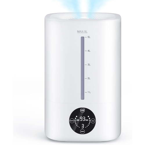 5L Humidifiers for Bedroom, 50H Runtime Humidifier for Large Room, Ultra-Quiet 28dB Cool Mist Air Humidifier for Home Baby Nursery & Plants, Auto Shut-off and BPA-Free for Safety, Easy to Clean
