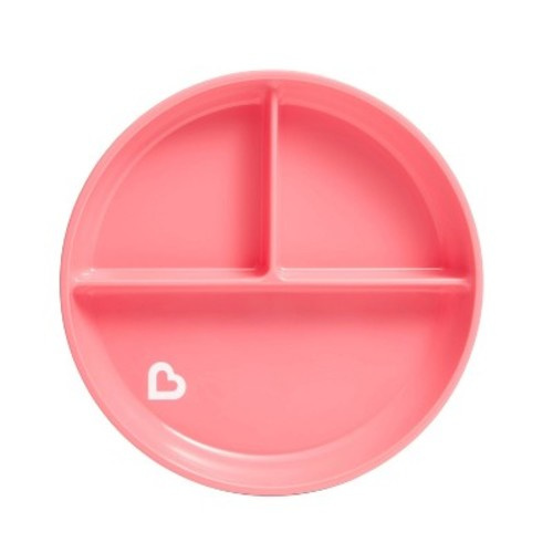 Munchkin Stay Put Divided Suction Toddler Plates, Color: Pink