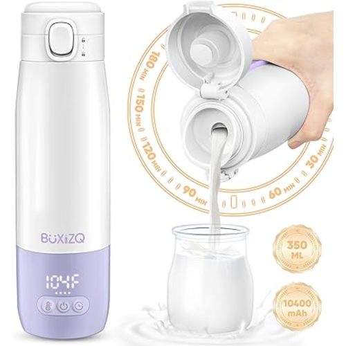 Portable Bottle Warmer for Travel,Portable Milk Warmer for Baby-12oz Ceramic Heater Heating,Fast Charging & Cordless Milk Warmer -Dual Heating Modes for Breast Milk & Water,Purple