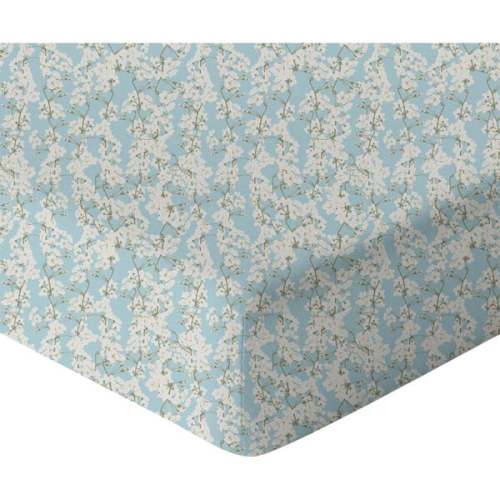 Print Organic Crib Sheet, Cherry Blossoms