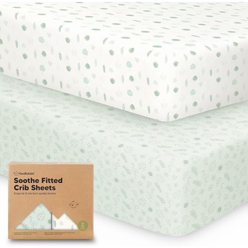 KeaBabies 2-Pack Organic Crib Sheets for Boys, Girls - Fitted Crib Mattress Sheet Neutral, Breathable Jersey Cotton Cover for Baby Bed, Toddler Mattress, Soft & Cute Prints (Tropic Oasis)