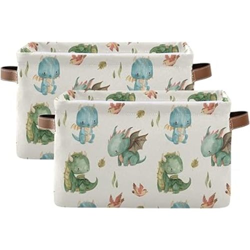Watercolor Dragon Storage Baskets Foldable Fabric Baskets Large Storage Bins for Organizing Shelves Closet Home, Decorate Your Rooms