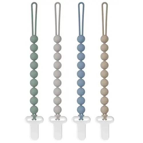 Pacifier Clips Silicone, 4-Pack Pacifier Holder Clip with Stylish Round Design, 100% Food Grade Silicone, Safe Essentials for Newborns Baby Boys and Girls Easter
