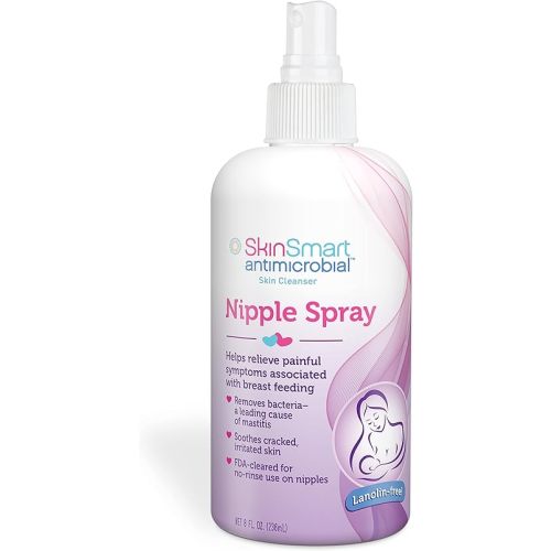 SkinSmart Nipple Relief Spray for Breastfeeding, Naturally Soothing, Lanolin-Free, Made with 100% Natural Ingredients (HOCL), 8 ounce Spray