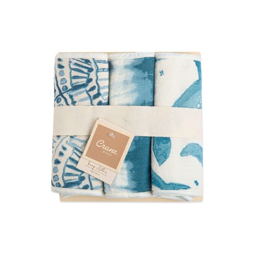 CRANE BABY Caspian 3-Pack Assorted Burp Cloth Set