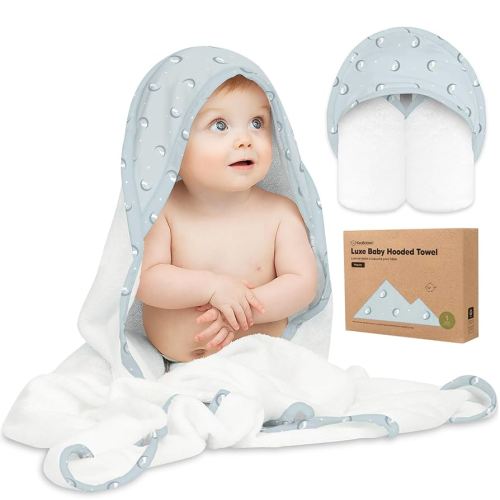 KeaBabies Hooded Baby Towel for Newborn - Viscose Derived from Bamboo Large Baby Bath Towels with Hood for Boys, Girls, Toddler, Extra Absorbent & Soft Newborn Bath Essentials (Lunaris)