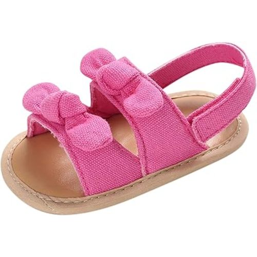 Infant Toddler Baby Girls Boys Shoes Sandals Outdoor First Walkers Slippers Soft Sole Flat Shoes (Hot Pink, 6 M Toddler)