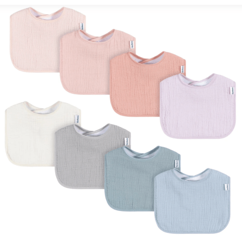 8-Pack Baby Girls Pastel Muslin Drooling Bibs – Gerber Childrenswear