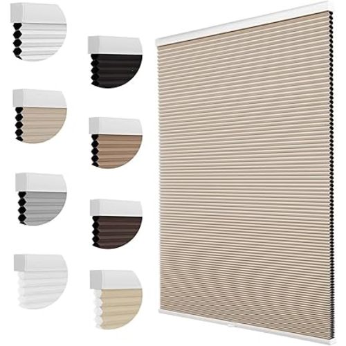 MYshade Cellular Shades, Blackout Blinds, Window Blinds Cordless, Blinds for Windows, Window Shades, Honeycomb Shades for Indoor Windows (Beige, 30" W x 72" H)