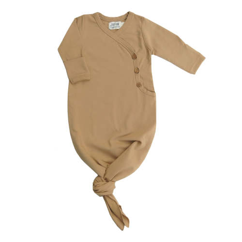 Organic Kimono Knotted Gown 0-3 Months | Wheat – LUCY LUE ORGANICS