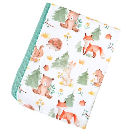 Honey Lemonade - Premium Soft Plush Lightweight Minky Dot Toddler Baby Blanket for Newborn 30"x40" - Soft Baby Blanket for Boys and Girls - (Forest Friends) Unisex