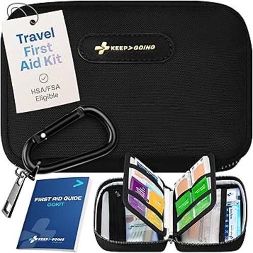 KeepGoing Travel First Aid Kit for Car, Home, Hiking, Camping and Outdoor Emergencies - First Aid Kit Travel Size TSA-Approved
