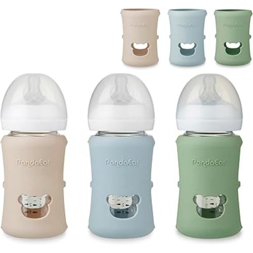 PandaEar 3 Pack Silicone Sleeves for Philips Avent Natural Glass Baby Bottles 8 oz, Shatterproof Anti-Breakage and Heat Resistant Bottle Holder, BPA-Free, Compatible with 8 oz Avent Glass Bottles