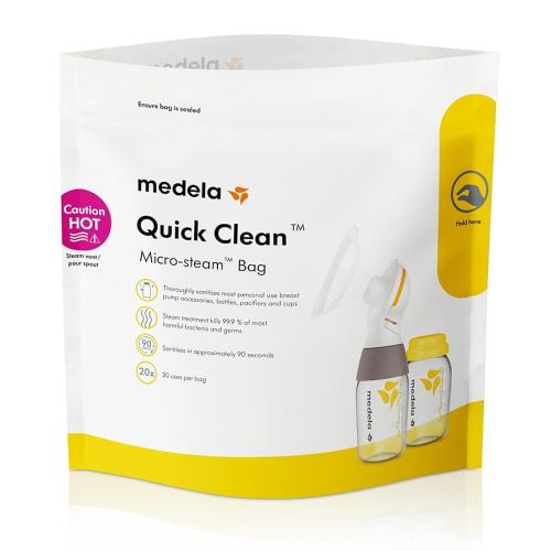 Medela Quick Clean Micro-Steam Bags Eliminates 99.9% Of The Most Harmful Bacteria And Germs ( Packaging May Vary )