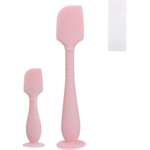 2pcs Baby Diaper Cream Spatula with Travel Case, 2 Sizes Soft Flexible Silicone Butt Paste Applicator Baby Diaper Rash Cream Spatula Bum Brush for Newborn (Pink)