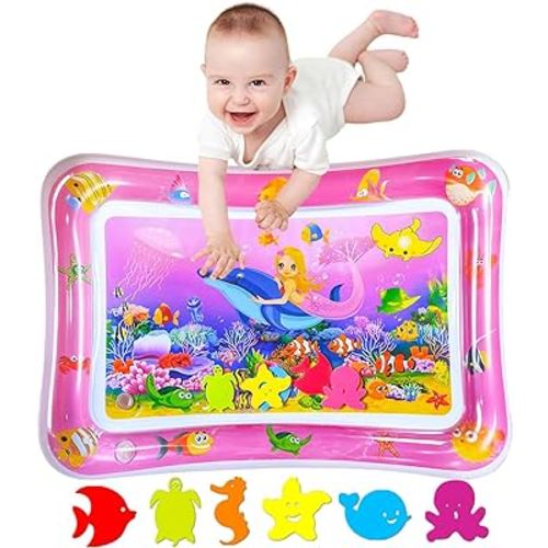 ZHUYNXIR Tummy time Water Playmats, Tummy time mats, Baby Water Play Mat for Kids and Toddlers Baby Toys for 3 to 24 Months, Strengthen Your Baby's Muscles, Pink 27.5x20 in.