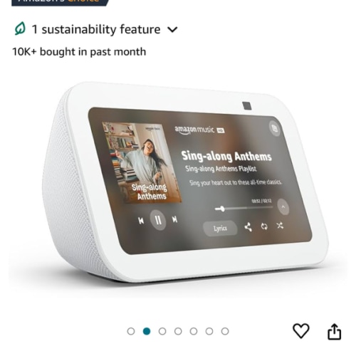 Amazon Echo Show 5 (newest model), Smart display with 2x the bass and clearer sound, Glacier White