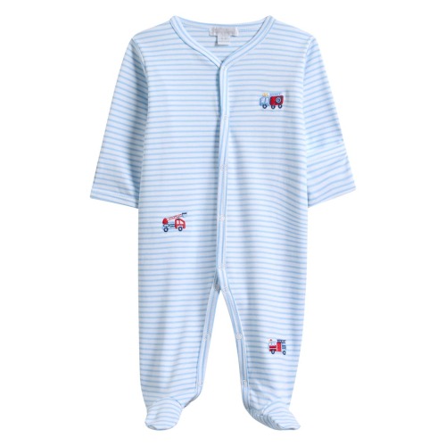 Embroidered Stripe Footie, 3-6M