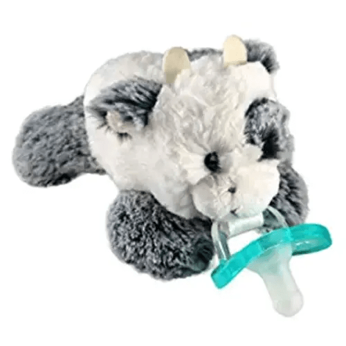 RaZbaby JollyPop Pacifier, Holder w/Detachable Baby Pacifier, Stuffed Animal RaZbuddy, All Ages 0M+, 100% Medical Grade USA Made Silicone Pacifier, Machine Washable, Easy to Hold – Cow - White
