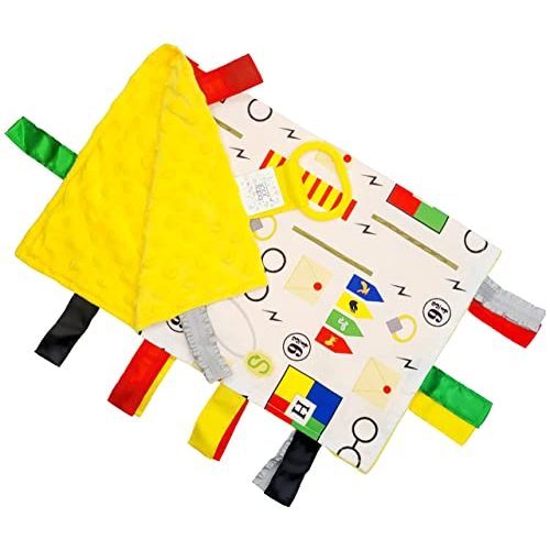 Baby Jack & Co 14x18” Wizard Lovey Tag Toys for Babies - Muggles - House Colors - Learn Wizardry - Soft & Safe - Learn Shapes & Colors - Ideal Baby Toy & Baby Gift - BPA Free w/Stroller Clip