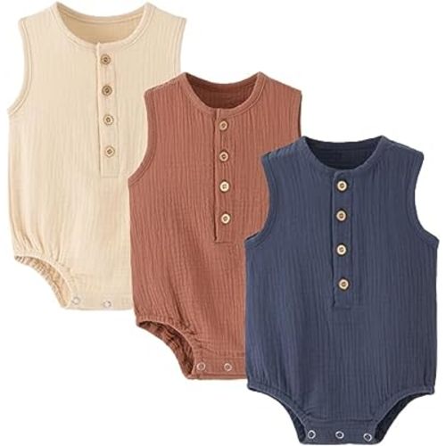 Baby Boy Ribbed Bodysuit Short Sleeve Solid Romper Newborn Jumpsuit One Piece Baby Boy's Clothes/Outfits 0-18 Months