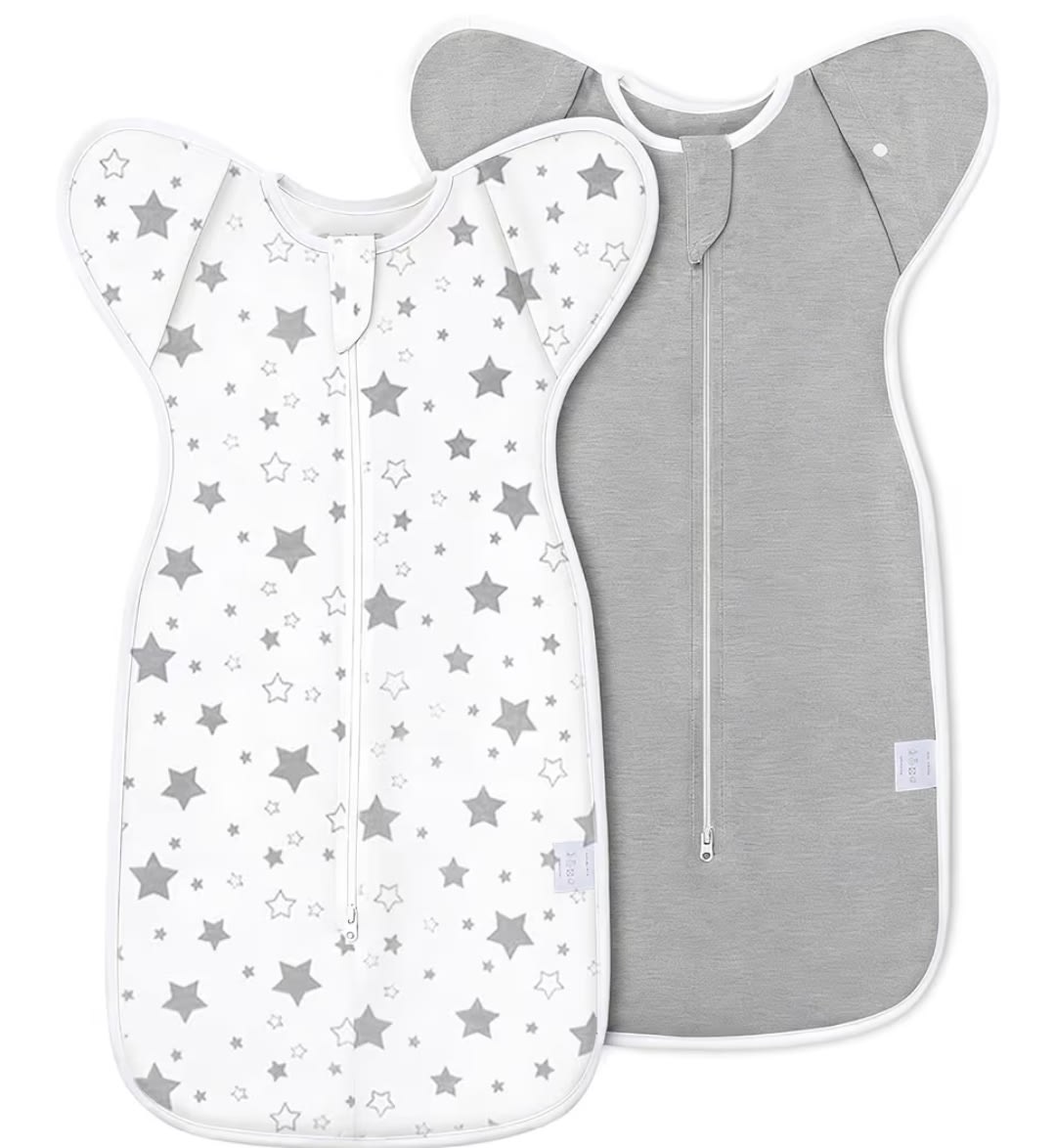 Amazon.com: ANYEDDE 2-Pack Baby Swaddle 0-3 Months, Arms Up Swaddle for Newborns | Baby Sleep Sack with Cuff Removable & 2-Way Zipper, Gray Stars Design, Newborn Boys Girls Registry Essentials