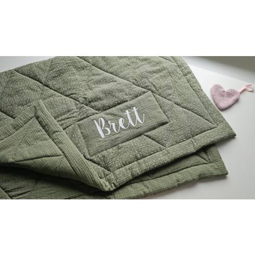 Muslin baby quilt with Name newborn blanket personalized Toddler quilt for baby boy blanket Sage baby room decor Newborn gift for baby
