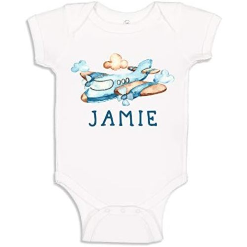Personalized Airplane Baby Boy Bodysuit or Toddler T-Shirt with Customized Name