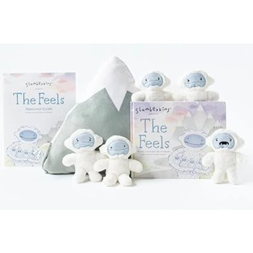 Slumberkins The Feels Set - Includes 5 Mini Feels Plush Toys, Interactive Story Book, & Slumberkins Mountain Pillow for Easy Storage - Social Emotional Tools for Ages 0+