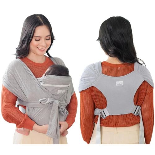 BabbleRoo Baby Sling Wrap Carrier - Comfortable, Breathable & Adjustable, Gray