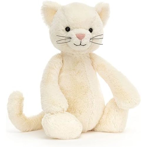 Jellycat Bashful Cream Kitten Stuffed Animal, Medium 12 inches - Cats & Kittens Plush Toy - Classic Children's Gift