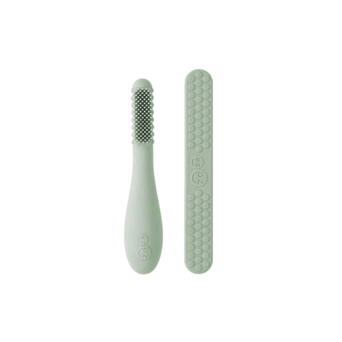 ezpz Baby-Led Toothbrush and Sensory Tongue Depressor Dual Pack Sage