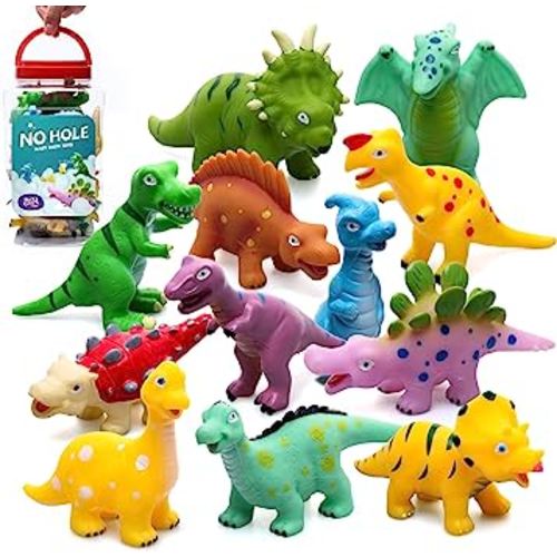 Hely Cancy No Hole Baby Dinosaur Bath Toys for Toddler, 12 PCS Mold Free Kids Bathtub Pool Toys