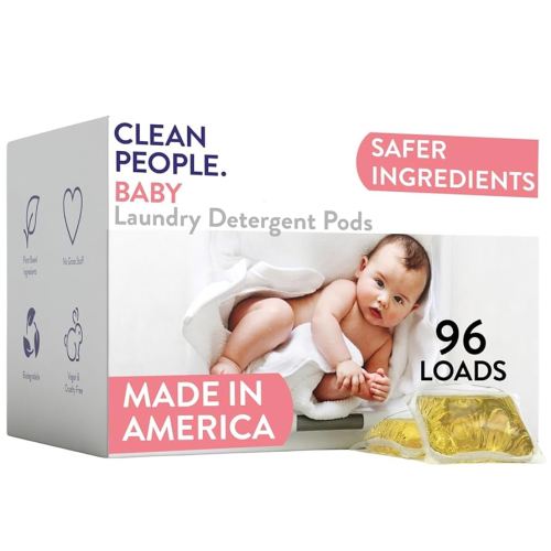 The Clean People Laundry Detergent Pods - Recyclable Packaging, Hypoallergenic, Stain Fighting - Ultra Concentrated, Laundry Soap - Baby (Unscented), 96 Pack