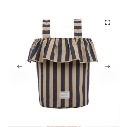 Basket Stripes - Navy + Caramel - Minicoton